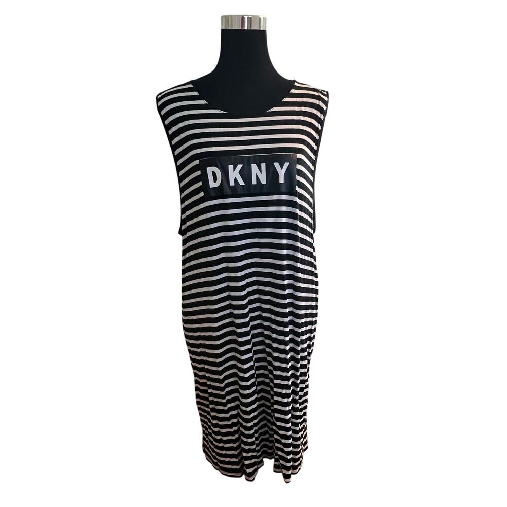 NWT DKNY Women's Black and White Striped Tank Dress Size 2X MSRP $51